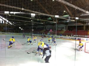 A hockey match at the ice skate stadium of Asiago.