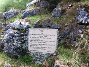 The stone plaque on Monte Forno.