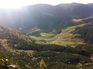 Malga Portule and the valley of Arsenale.